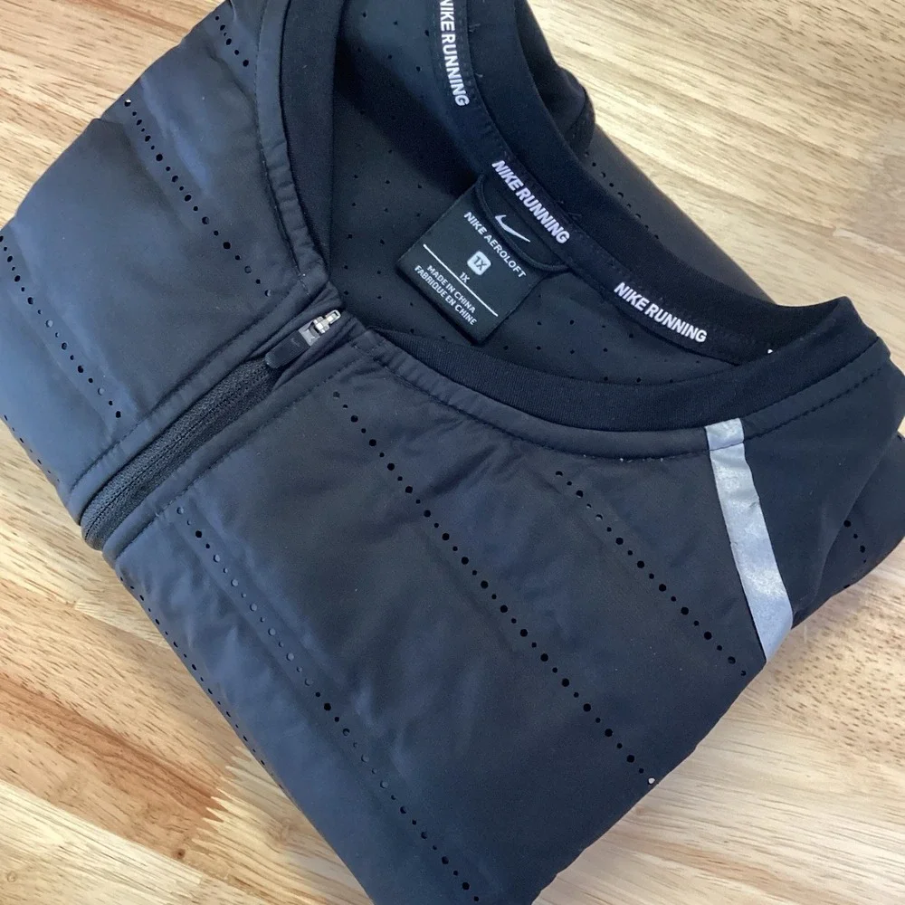 EUC Ladies Nike Running Aeroloft‎ Goose Down Filled Puffer Vest- Black - 1x